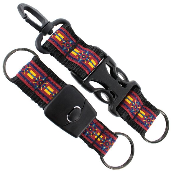 Chisco Black Burgundy Navy Yellow Symbols Nylon Fabric Key Chain Buy1 Get 1 Free - Picture 1 of 3